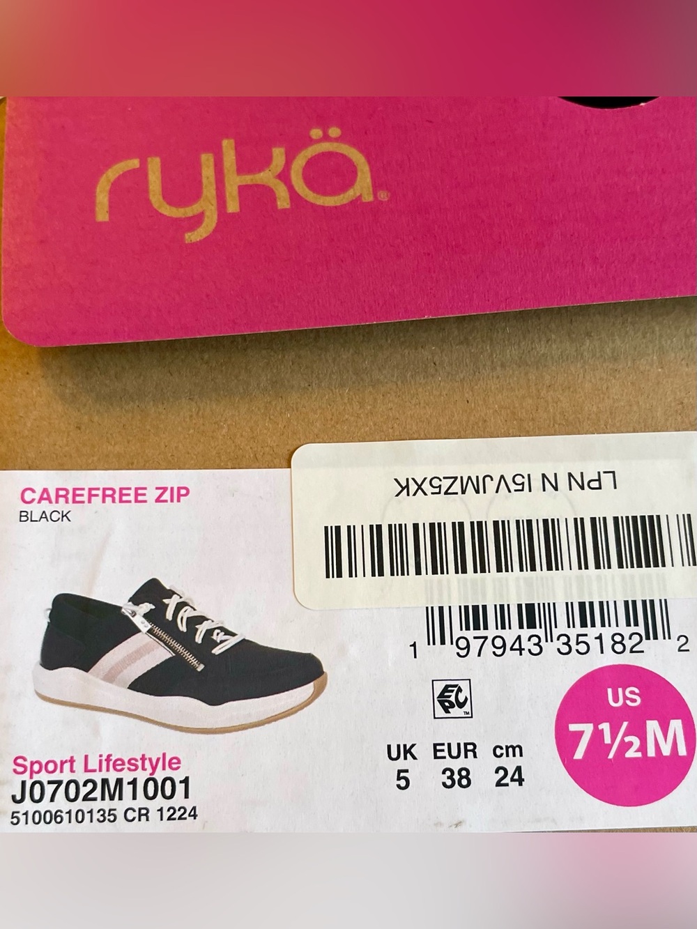 NIB RYKA CAREFREE ZIP BLACK SPORT LIFESTYLE WALKING SNEAKER WOMENS 7.5 - Picture 14 of 15